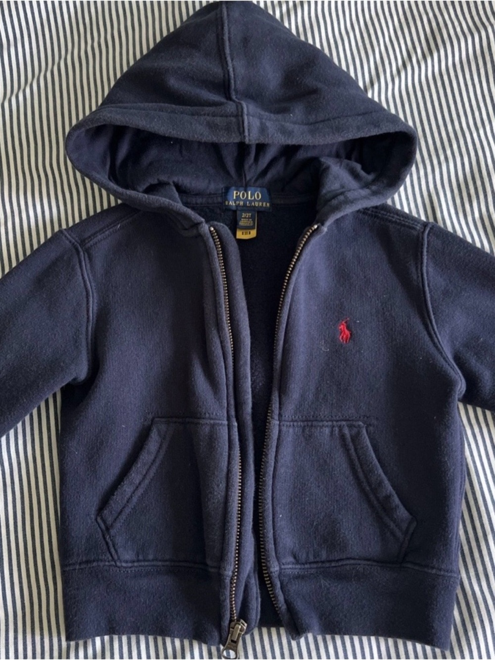 Polo by Ralph Lauren Navy Zip Hoodie with Red Pony - Kids